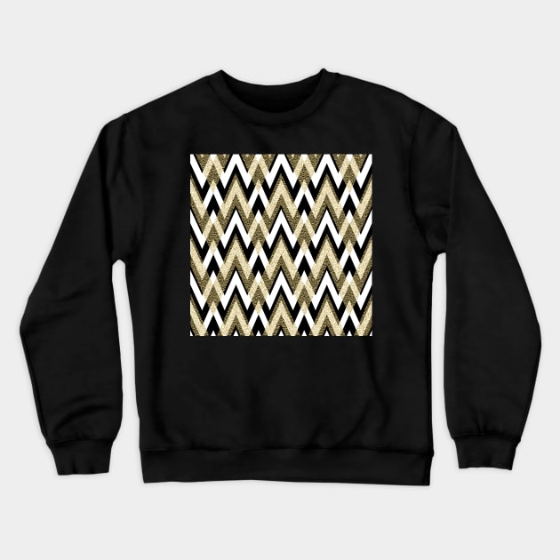 Geometric Chevron Elegance Gold and Black Crewneck Sweatshirt by SpiceTree